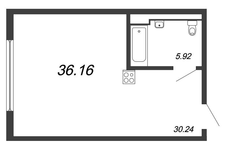 Студия 43,4 м²