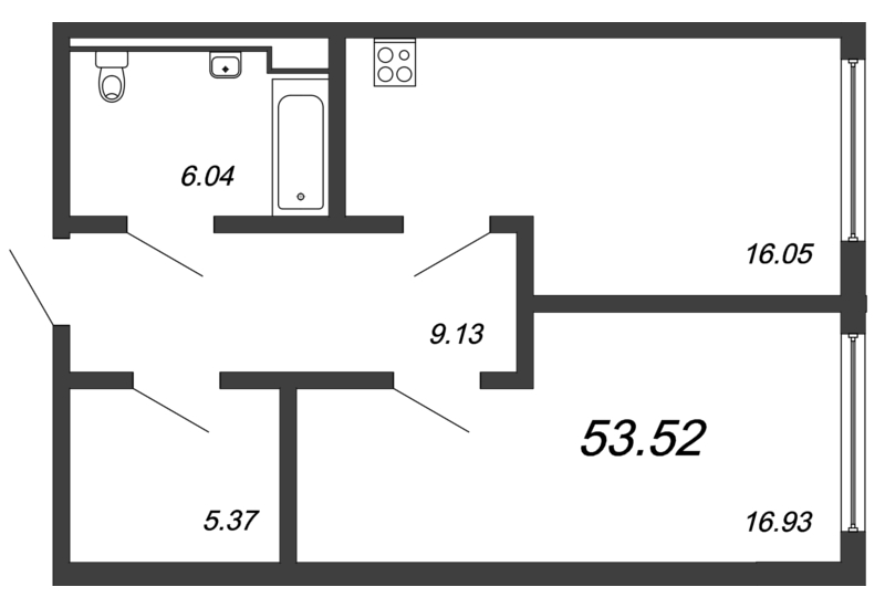 1 ккв 52,9 м²