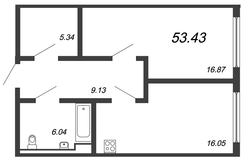 1 ккв 52,6 м²
