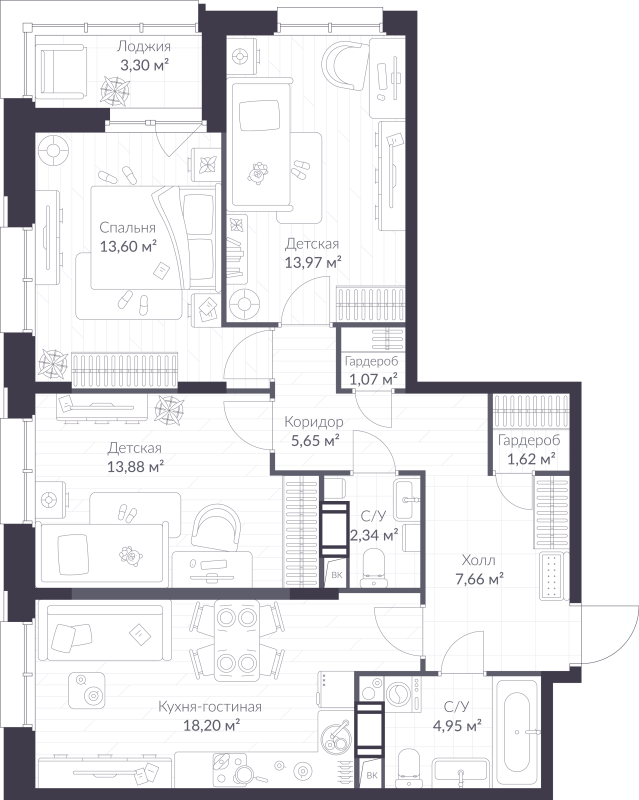 4 ккв (Евро) 84,6 м²