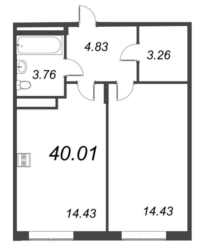 2 ккв (Евро) 40 м²