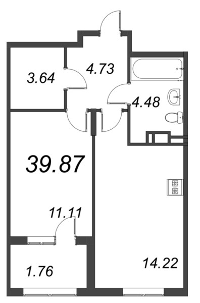 2 ккв (Евро) 39,9 м²