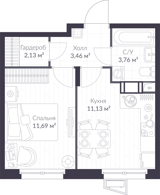 1 ккв 32,2 м²