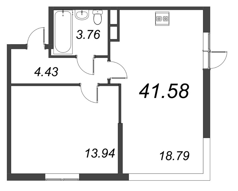 2 ккв (Евро) 41,6 м²