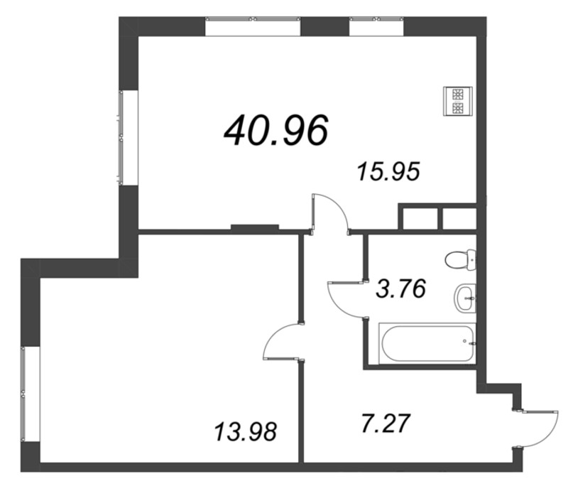 2 ккв (Евро) 41 м²
