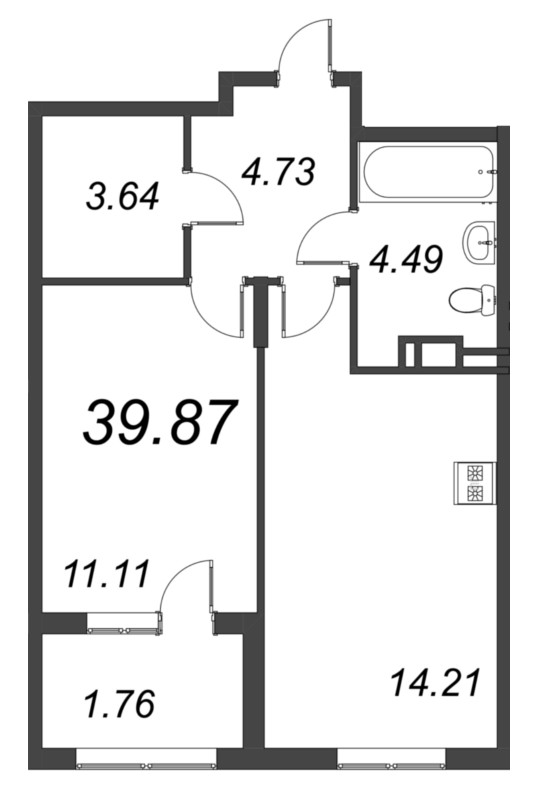 2 ккв (Евро) 39,9 м²