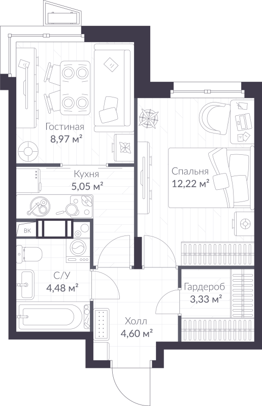2 ккв (Евро) 38,7 м²