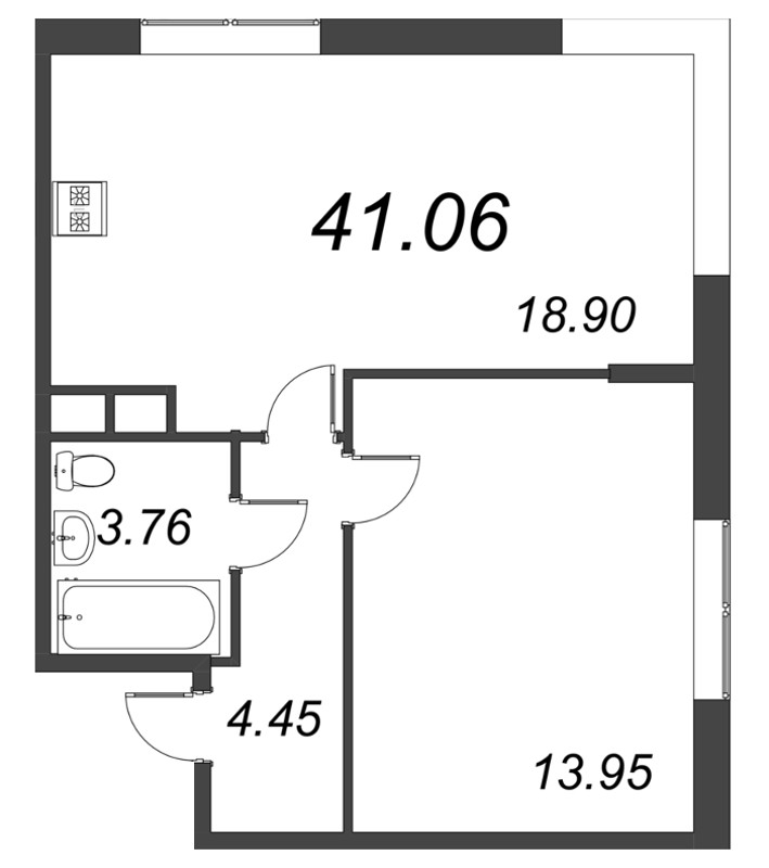 2 ккв (Евро) 41,1 м²