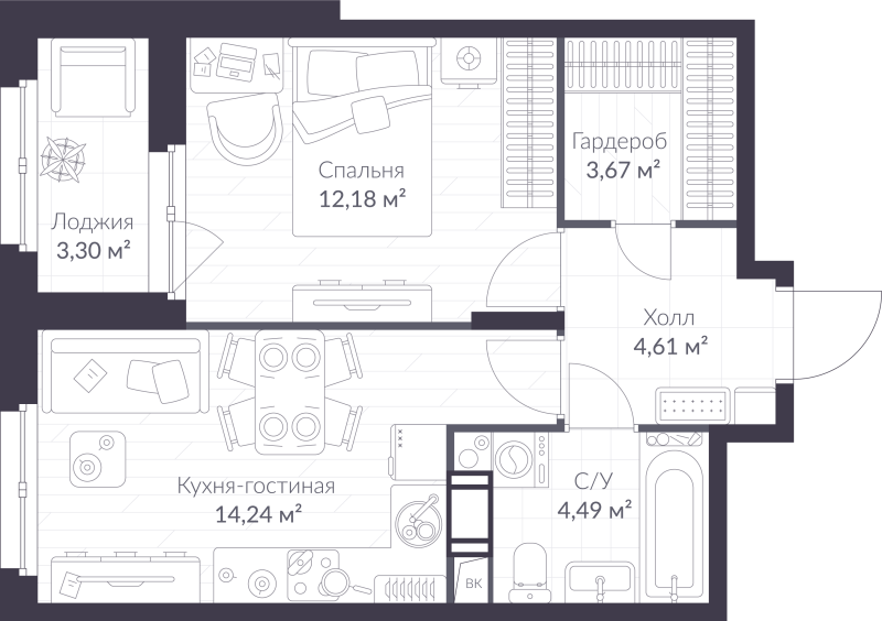 1 ккв 40,8 м²
