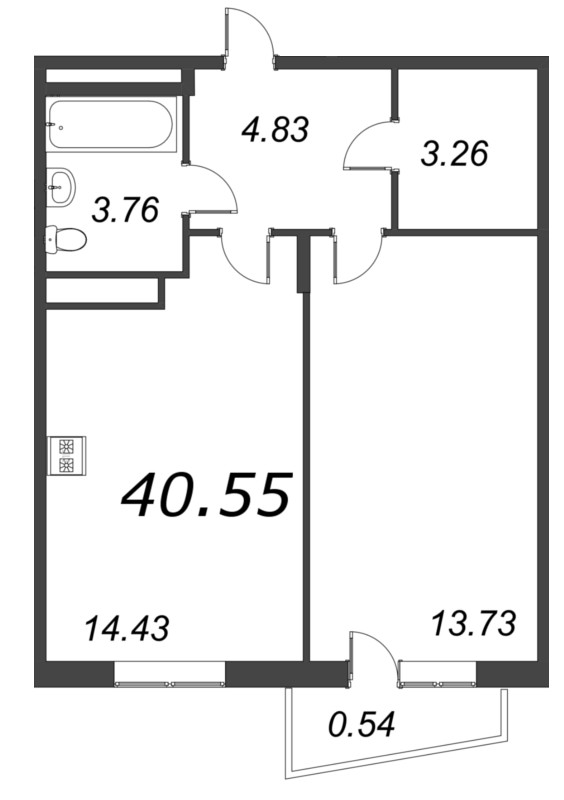 2 ккв (Евро) 40,6 м²
