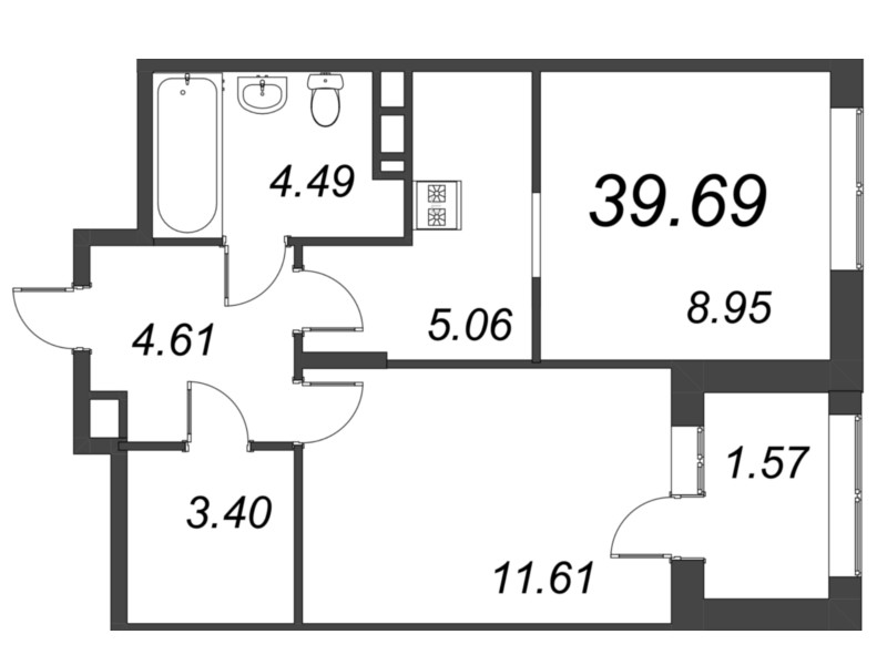 2 ккв (Евро) 39,7 м²