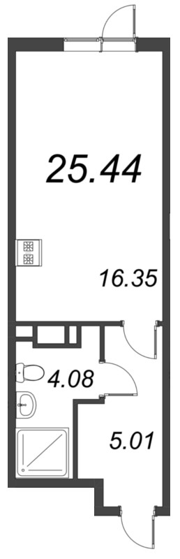 Студия 25,4 м²