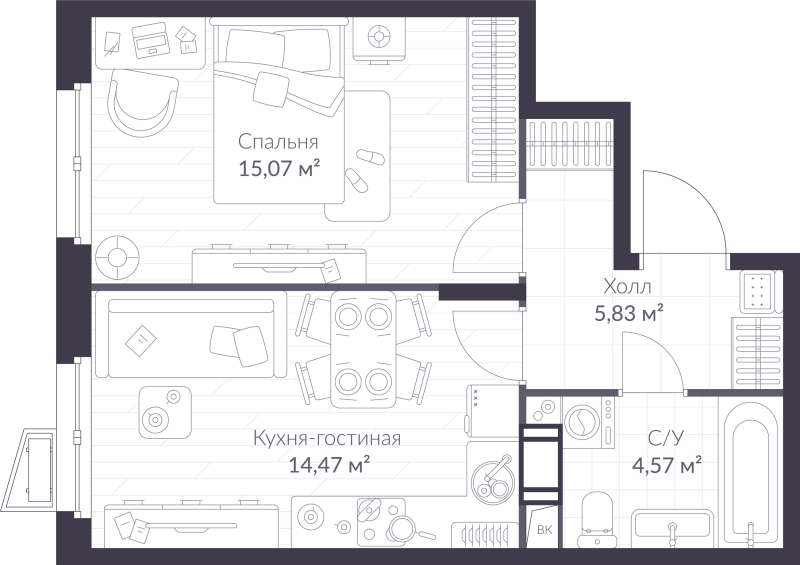 1 ккв 39,9 м²