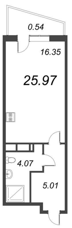 Студия 26 м²