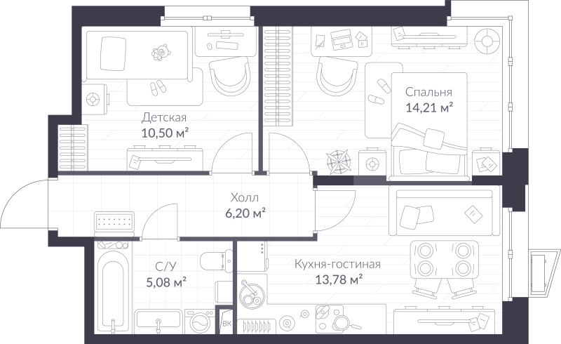 2 ккв 49,8 м²