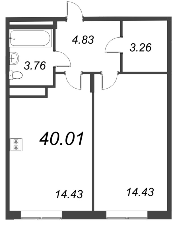 2 ккв (Евро) 40 м²