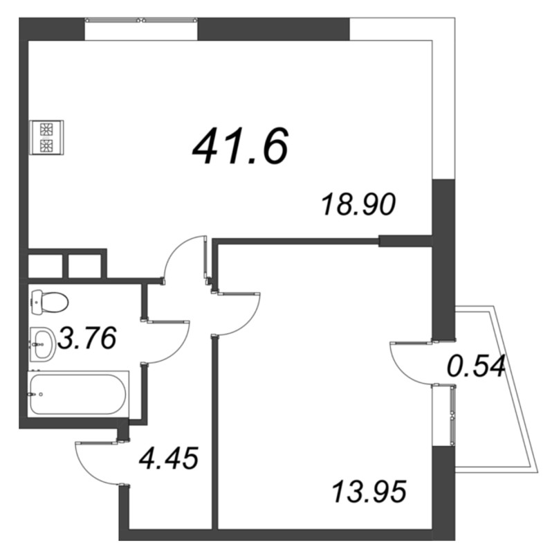 2 ккв (Евро) 41,6 м²