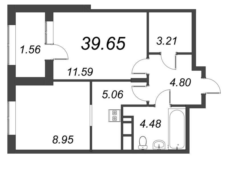 2 ккв (Евро) 39,7 м²