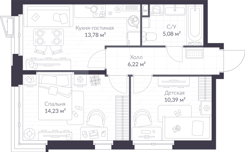 2 ккв 49,7 м²