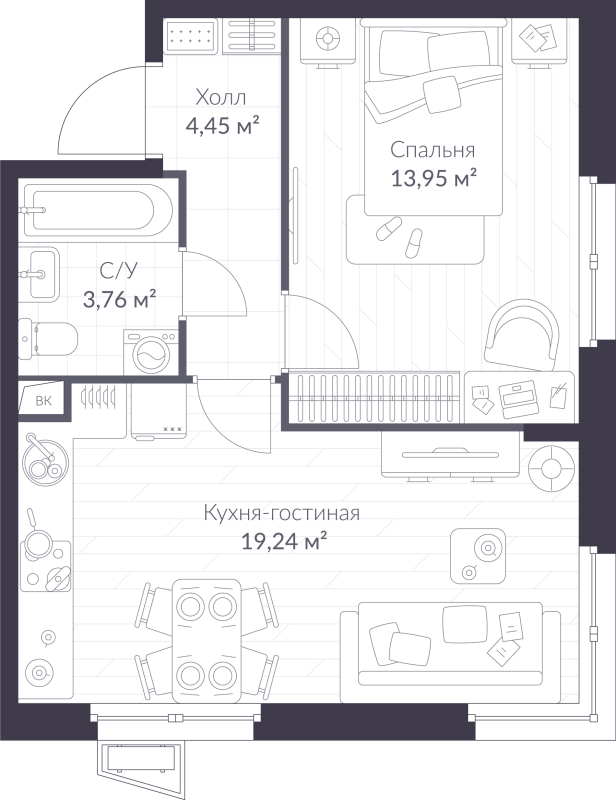 2 ккв (Евро) 41,4 м²