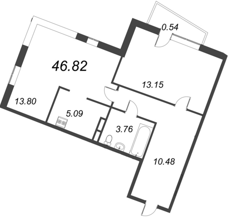 2 ккв (Евро) 46,8 м²