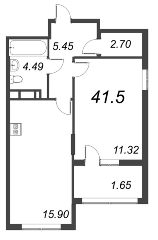 2 ккв (Евро) 41,5 м²