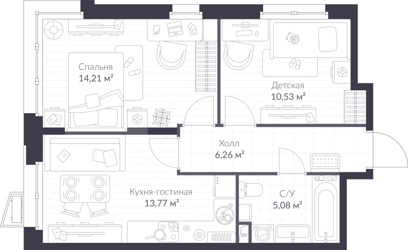 2 ккв 49,9 м²