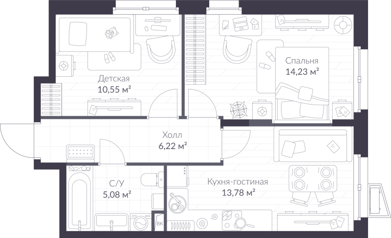 2 ккв 49,9 м²
