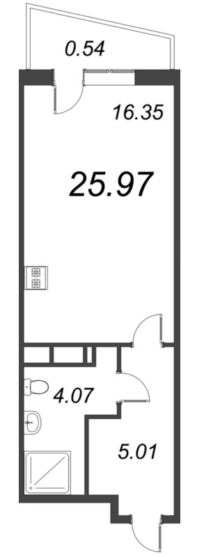 Студия 26 м²