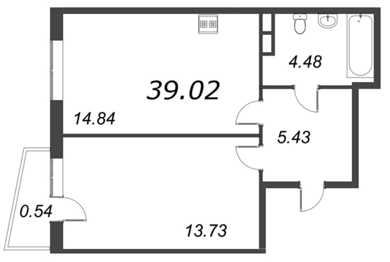 2 ккв (Евро) 39 м²