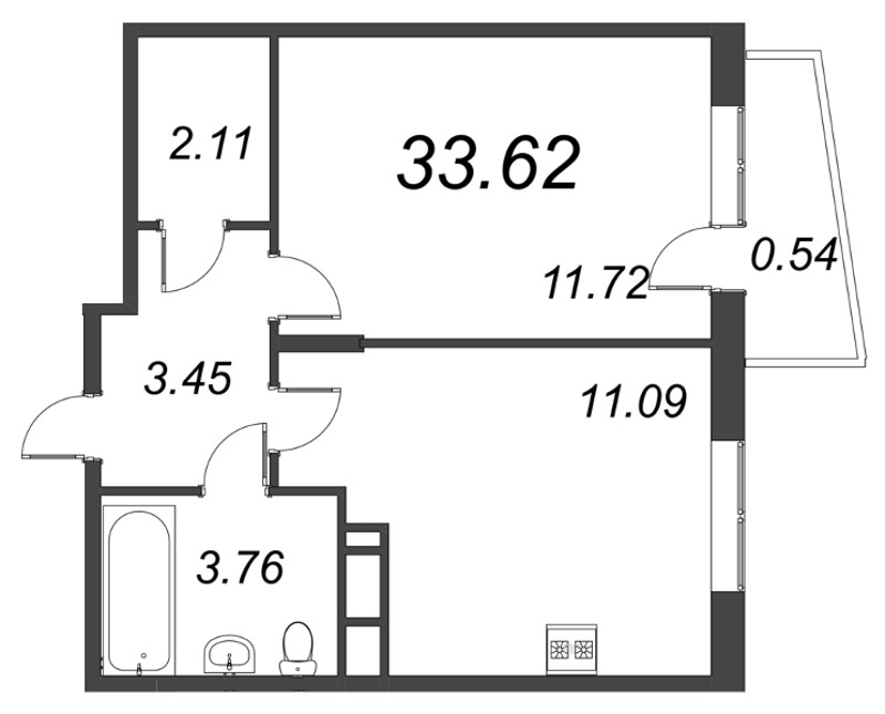 1 ккв 33,6 м²