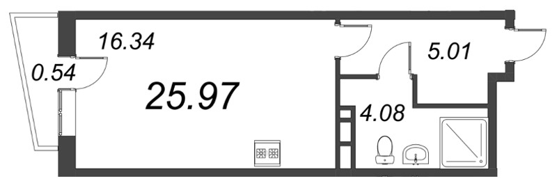 Студия 26 м²