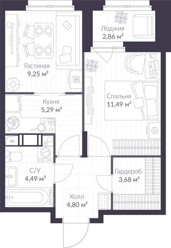2 ккв (Евро) 40,4 м²