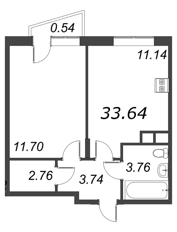 1 ккв 33,6 м²