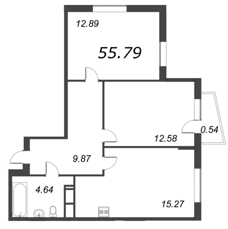 3 ккв (Евро) 55,8 м²