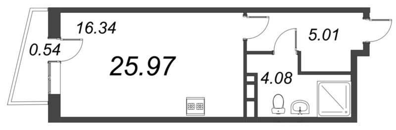 Студия 26 м²
