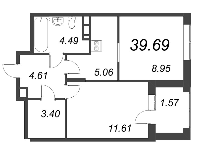 2 ккв (Евро) 39,7 м²