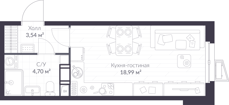Студия 27,2 м²