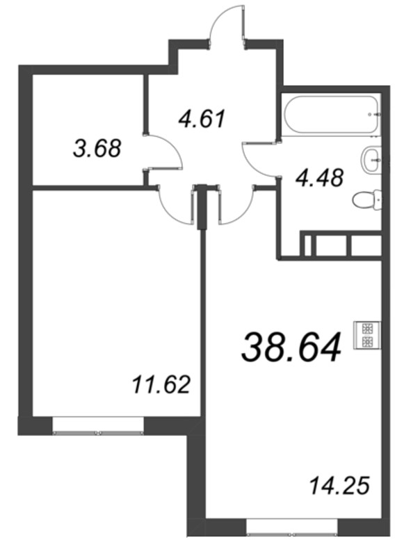 2 ккв (Евро) 38,6 м²