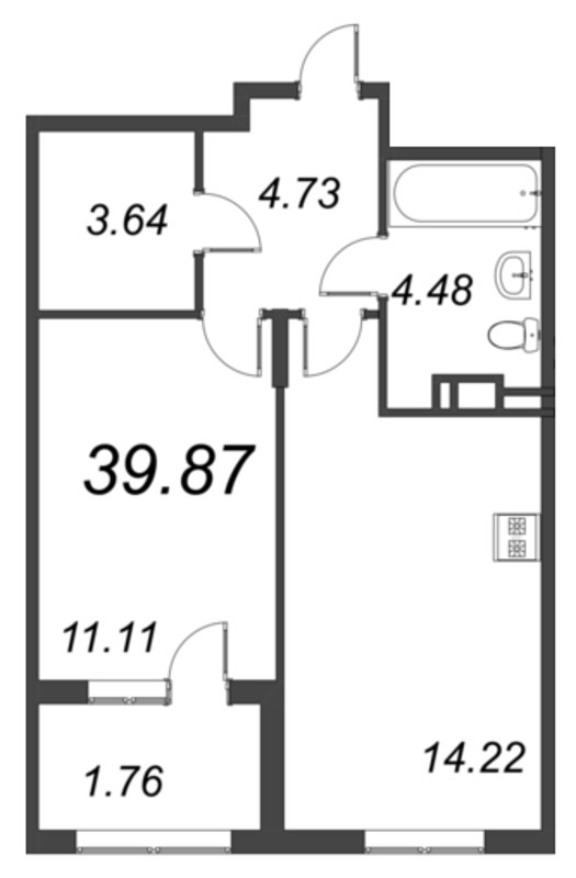2 ккв (Евро) 39,9 м²