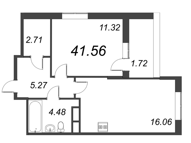 2 ккв (Евро) 41,6 м²