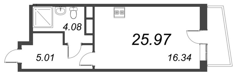 Студия 26 м²