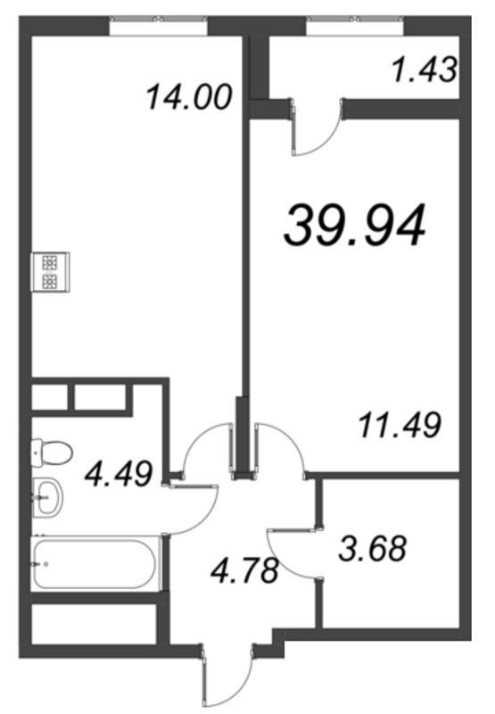 2 ккв (Евро) 39,9 м²