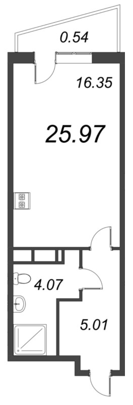 Студия 26 м²