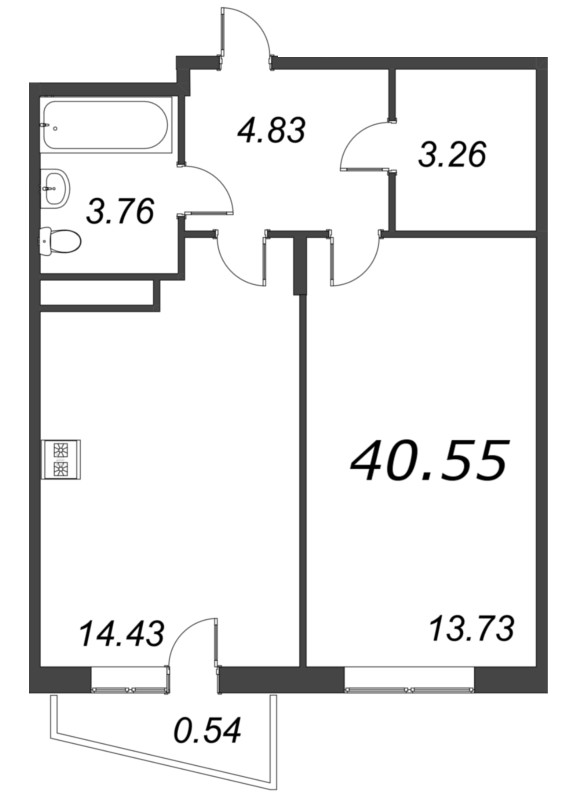 2 ккв (Евро) 40,6 м²