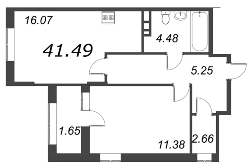 2 ккв (Евро) 41,5 м²