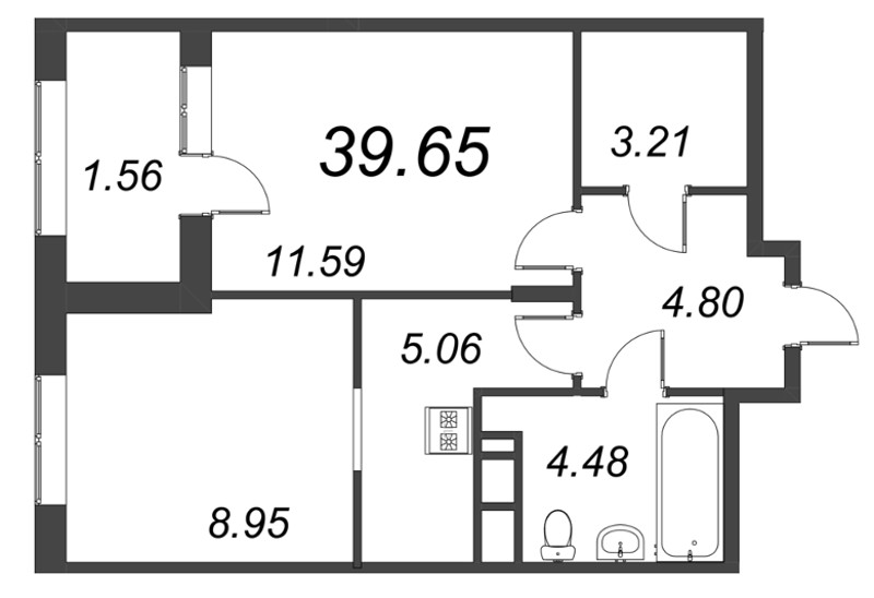 2 ккв (Евро) 39,7 м²