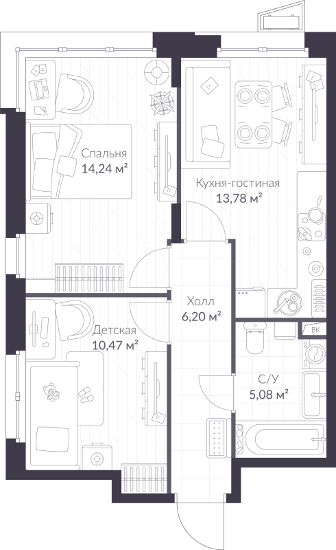 2 ккв 49,8 м²