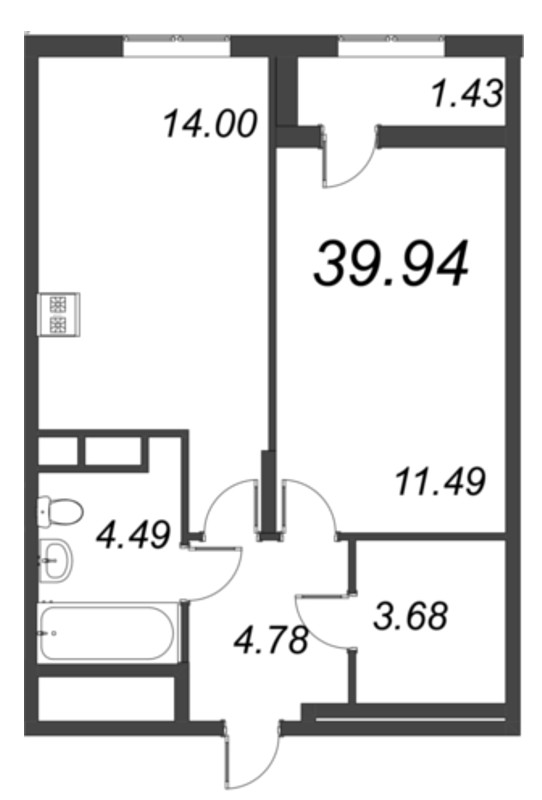 2 ккв (Евро) 39,9 м²