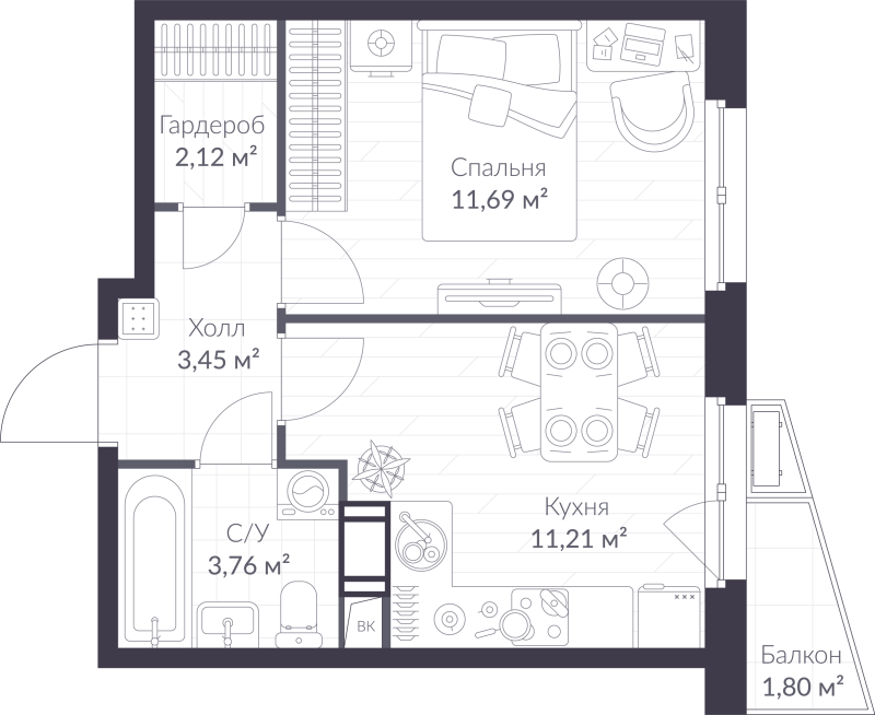 1 ккв 32,8 м²